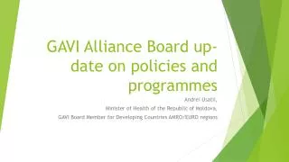 GAVI Alliance Board up-date on policies and programmes