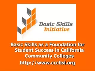 Basic Skills as a Foundation for Student Success in California Community Colleges