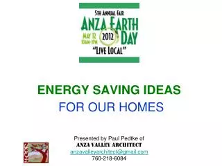 ENERGY SAVING IDEAS FOR OUR HOMES