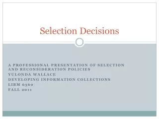 selection decisions