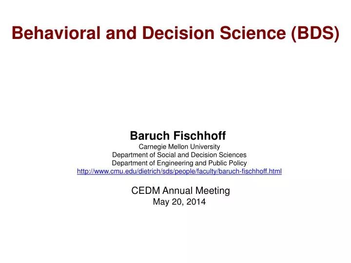 behavioral and decision science bds