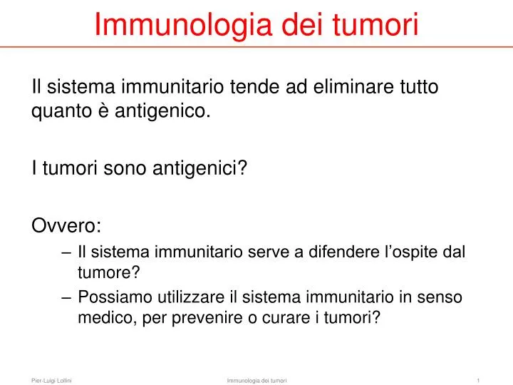 immunologia dei tumori