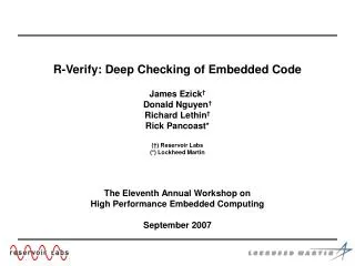 R-Verify: Deep Checking of Embedded Code