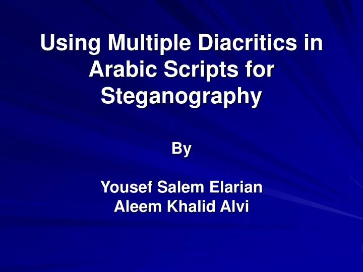 using multiple diacritics in arabic scripts for steganography
