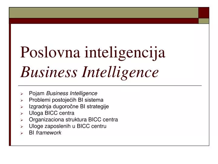 poslovna inteligencija business intelligence
