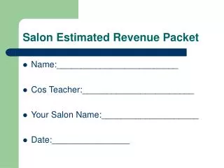 Salon Estimated Revenue Packet