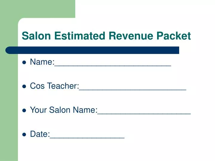 salon estimated revenue packet