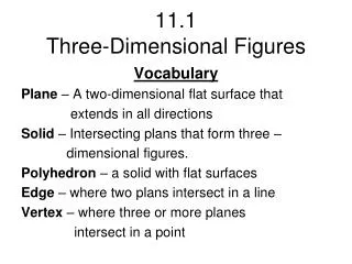 11.1 Three-Dimensional Figures