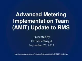 Advanced Metering Implementation Team (AMIT) Update to RMS