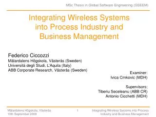 Integrating Wireless Systems into Process Industry and Business Management