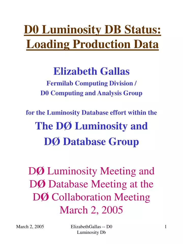 d0 luminosity db status loading production data