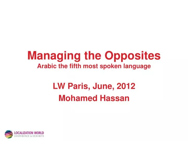 managing the opposites arabic the fifth most spoken language