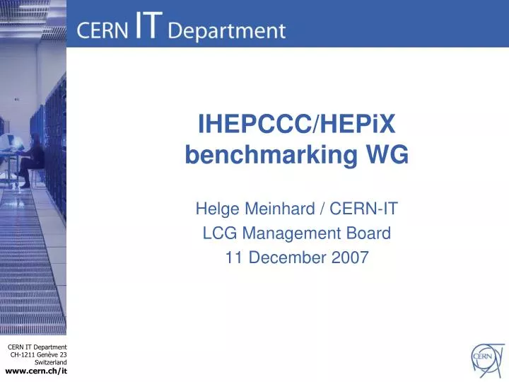 ihepccc hepix benchmarking wg