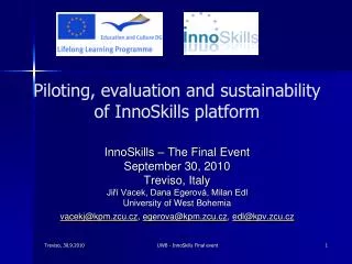 Piloting, evaluation and sustainability of InnoSkills platform