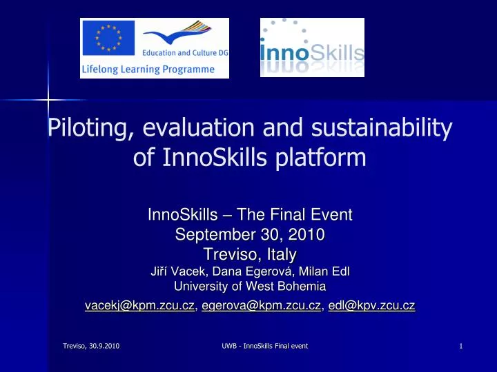 piloting evaluation and sustainability of innoskills platform
