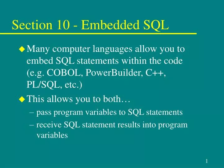 section 10 embedded sql
