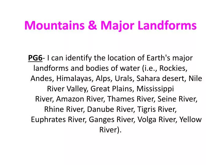 mountains major landforms