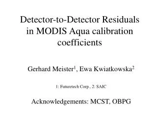 Detector-to-Detector Residuals in MODIS Aqua calibration coefficients