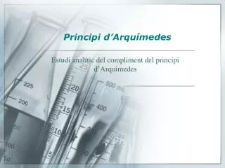 estudi anal tic del compliment del principi d arqu medes
