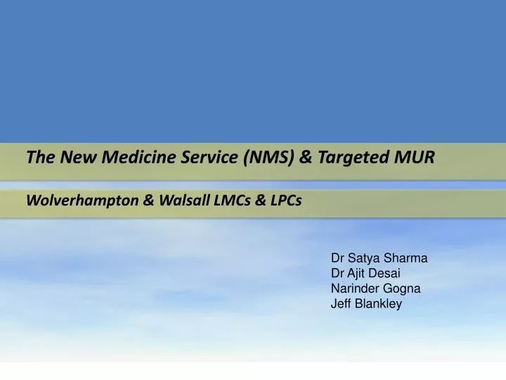 the new medicine service nms targeted mur