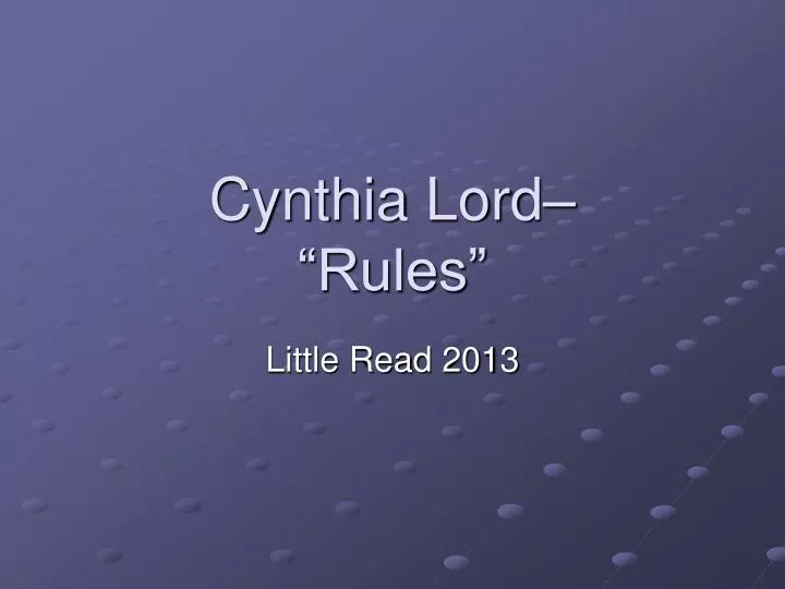 cynthia lord rules
