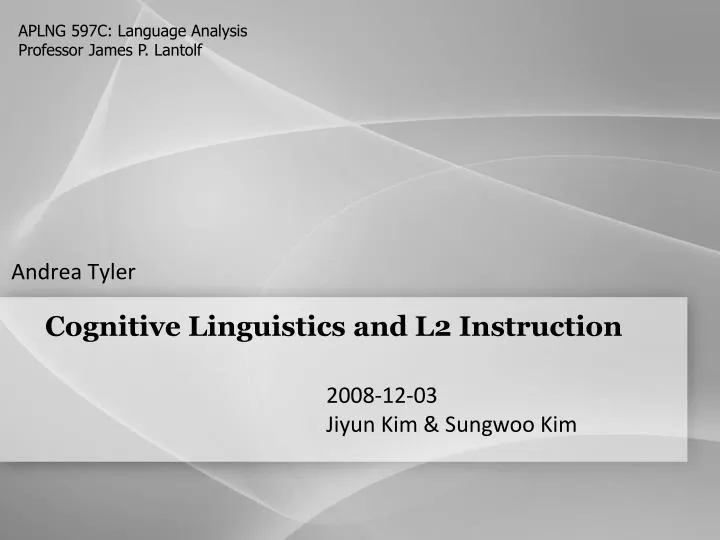 cognitive linguistics and l2 instruction