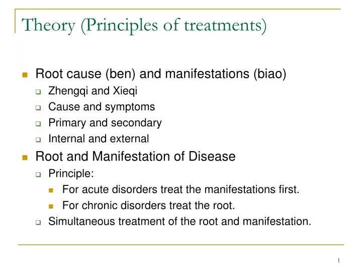 theory principles of treatments