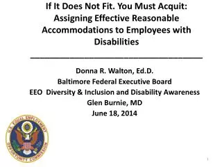 Donna R. Walton, Ed.D . Baltimore Federal Executive Board
