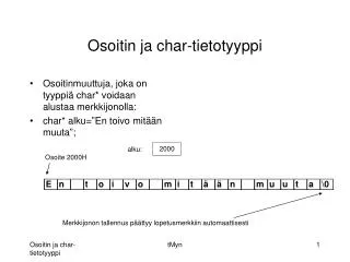 osoitin ja char tietotyyppi