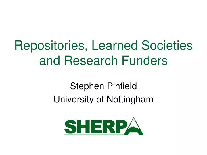 repositories learned societies and research funders