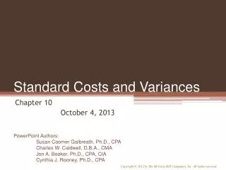 Standard Costs and Variances