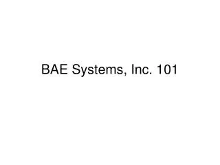 BAE Systems, Inc. 101