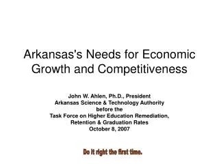Arkansas's Needs for Economic Growth and Competitiveness