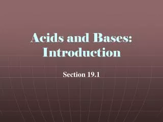 Acids and Bases: Introduction