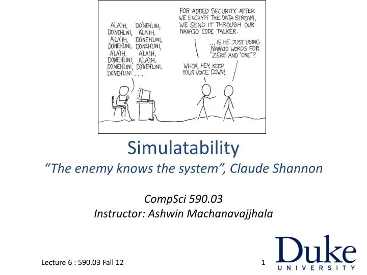 simulatability the enemy knows the system claude shannon