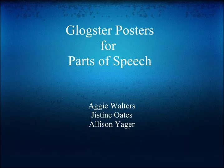 glogster posters for parts of speech