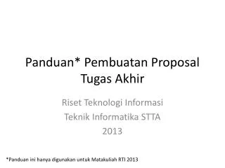 panduan pembuatan proposal tugas akhir