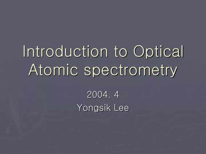 introduction to optical atomic spectrometry