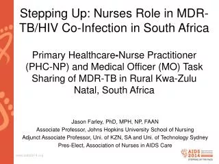 Stepping Up: Nurses Role in MDR-TB/HIV Co-Infection in South Africa