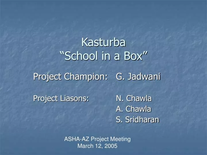 kasturba school in a box