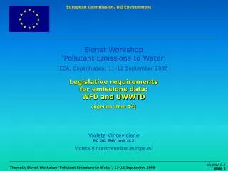 Legislative requirements for emissions data: WFD and UWWTD (Agenda Item A3)