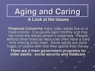 Aging and Caring