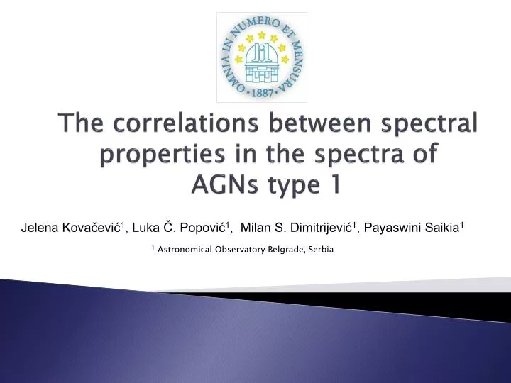 the correlations between spectral properties in the spectra of agns type 1