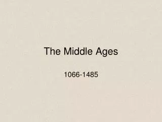 The Middle Ages