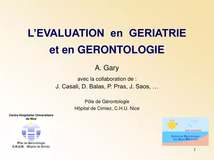 l evaluation en geriatrie et en gerontologie