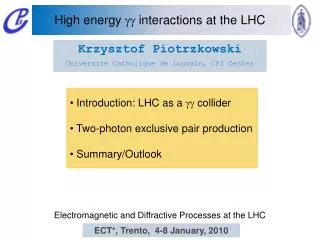 High energy gg interactions at the LHC