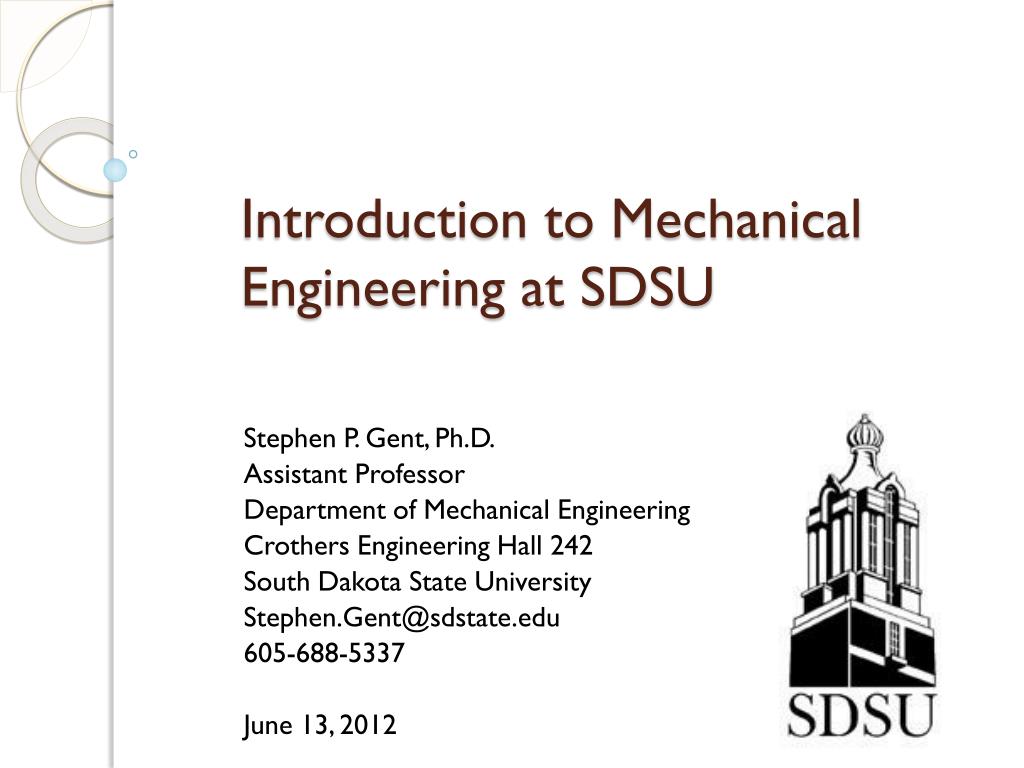 PPT Introduction to Mechanical Engineering at SDSU PowerPoint