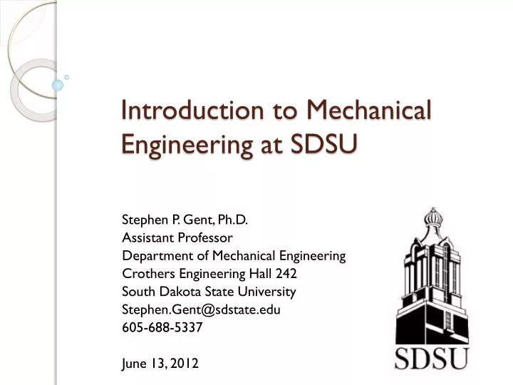 introduction to mechanical engineering at sdsu