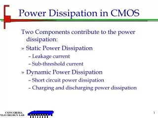 Power Dissipation in CMOS
