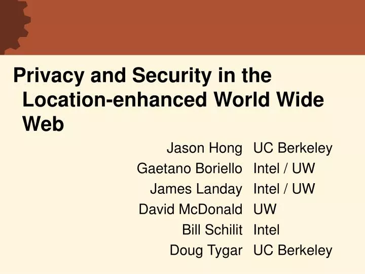 privacy and security in the location enhanced world wide web